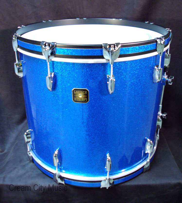 Gretsch USA Custom Drum Set Kit Blue Sparkle Nitron NOS  